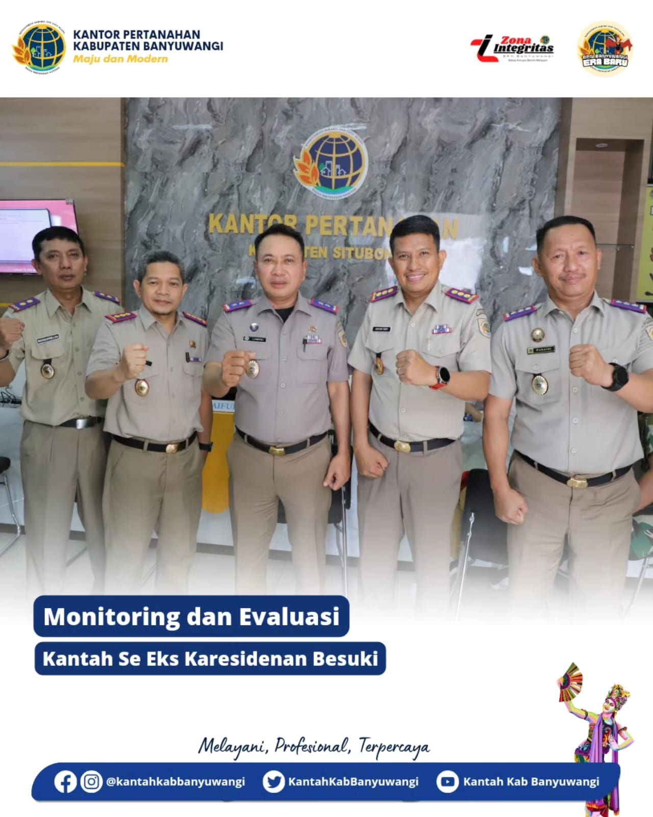 Kepala Kantor Pertanahan Kab. Banyuwangi beserta jajaran mengikuti Monitoring dan Evaluasi Se Eks Karesidenan Besuki