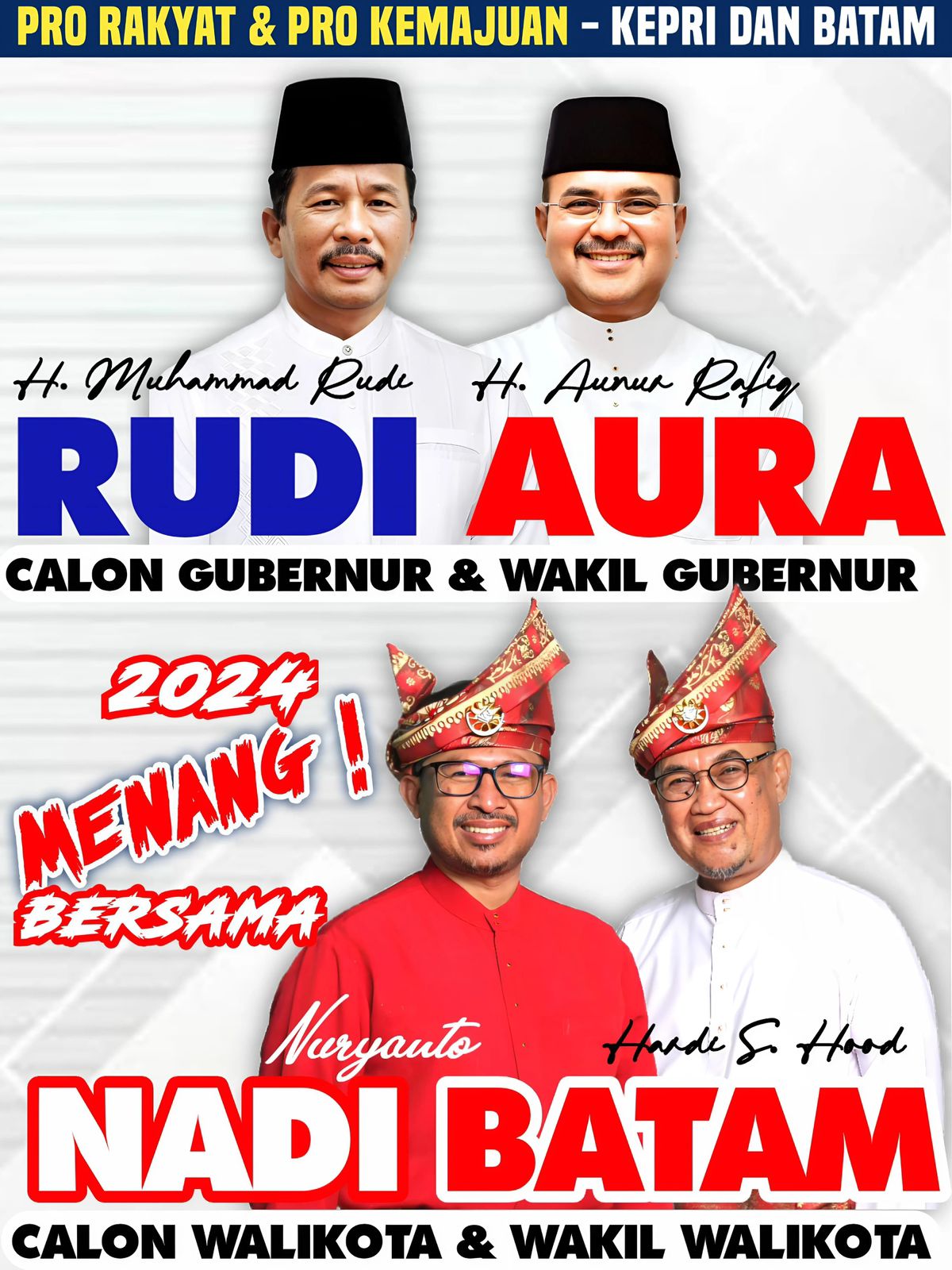 *VIRAL! KEBANGKITAN DEMOKRASI DI PILWAKO BATAM DAN PILGUB KEPRI 2024* [dm.cdr//et.btm] Batam— Kontestasi Pilwako Batam dan Pilgub Kepri 2024 memanas dengan drama politik yang menyita perhatian publik. Pada awalnya, pasangan HMA yang rencananya akan menggandeng Sekda Kota Batam sebagai calon Wakil Walikota selalu berada di puncak survei dan dianggap sebagai kandidat terkuat. Namun, kejutan terjadi ketika demokrasi Batam diguncang oleh dominasi satu pasangan yang berhasil memborong hampir seluruh partai politik, menggagalkan peluang kandidat lain untuk maju. Hal ini mengundang protes dari para pendukung HMA-HMR yang merasa hak demokrasi telah dirampas. Viralnya dukungan terhadap kotak kosong menjadi simbol kekecewaan masyarakat Batam yang berharap adanya kontestasi yang sehat dan berimbang. Meski kecewa, para pendukung HMA-HMR tetap setia dan solid menunggu batas akhir pendaftaran calon di KPU. Ketika HMA tak mendaftarkan diri, semangat pendukung sempat meredup. Namun, kebangkitan tak terduga terjadi di detik-detik terakhir. Masa pendukung yang awalnya terpecah, kini bersatu kembali ketika pasangan NURYANTO - HARDI S. HOOD (NADI)* resmi mendaftarkan diri. Kehadiran NADI membawa angin segar bagi masyarakat Batam yang merasa demokrasi telah dipulihkan. Dengan lewat tangan Tuhan YME, akhirnya keputusan MK yang memastikan jalannya kontestasi pilkada Batam akhirnya dua pasangan calon, saat itu juga salah satu Tim SAHABAT BANG JEF FOR HMA-HMR yang di komandoi DM. Chandra sebelumnya tanpa ragu mengambil keputusan mengganti nama Tim yaitu: SAHABAT NADI Pasti RUDI-RAFIQ dan mengerahkan seluruh koordinator yg sudah terbentuk di berbagai kecamatan dan masyanya untuk solid mendukung dan memenangkan NADI juga RUDi-RAFIQ, bukan hanya itu para pendukung HMR-HMA yang ada di kota batam juga menyatakan tanpa ragu beralih mendukung pasangan NADI. Mereka melihat NURYANTO dan HARDI S. HOOD sebagai penyelamat demokrasi, penerus visi HMR, dan figur yang mampu membawa Batam ke arah yang lebih baik. Tidak hanya itu, dukungan terhadap NADI kian meluas. Banyak pendukung dari kubu lawan kini berpaling untuk mendukung NADI dan pasangan *RUDI-RAFIQ* yang maju dalam Pilgub Kepri. Alasannya sederhana: pasangan NADI dan RUDI-RAFIQ telah teruji dalam pengalaman dalam memimpin dan telah nyata berbuat. Masyarakat Batam menyadari pentingnya memilih pemimpin yang memahami kondisi lokal, yang telah berperan dalam membangun dan memperbaiki daerah ini. NURYANTO dan HARDI dianggap sebagai pasangan yang tepat untuk melanjutkan pembangunan Batam yang telah digagas oleh *H. Muhammad RUDI. Sementara itu, keberhasilan H. Muhammad Rudi dalam membangun Batam menjadi perhatian khusus oleh masyarakat yang ada di enam kabupaten/kota lainnya. Keberhasilan RUDI dalam memimpin Batam diyakini akan membawa dampak positif bagi seluruh Kepulauan Riau jika ia terpilih sebagai Gubernur ditambah lagi berpasangan dengan *AUNUR RAFIQ yang sudah terbukti dua periode sukses memimpin Kabupaten Karimun, pasangan ini diharapkan mampu mengatasi stagnasi pembangunan di Kepri dan membawa perubahan signifikan. Dukungan masyarakat Batam dan Kepri yang terus mengalir kepada pasangan NADI dan RUDI-RAFIQ menunjukkan antusiasme dan harapan besar akan masa depan daerah ini. Semoga dengan kepedulian dan doa masyarakat, NADI dan RUDI-RAFIQ dapat mewujudkan impian Batam dan Kepri yang lebih bermartabat, adil, dan sejahtera.
