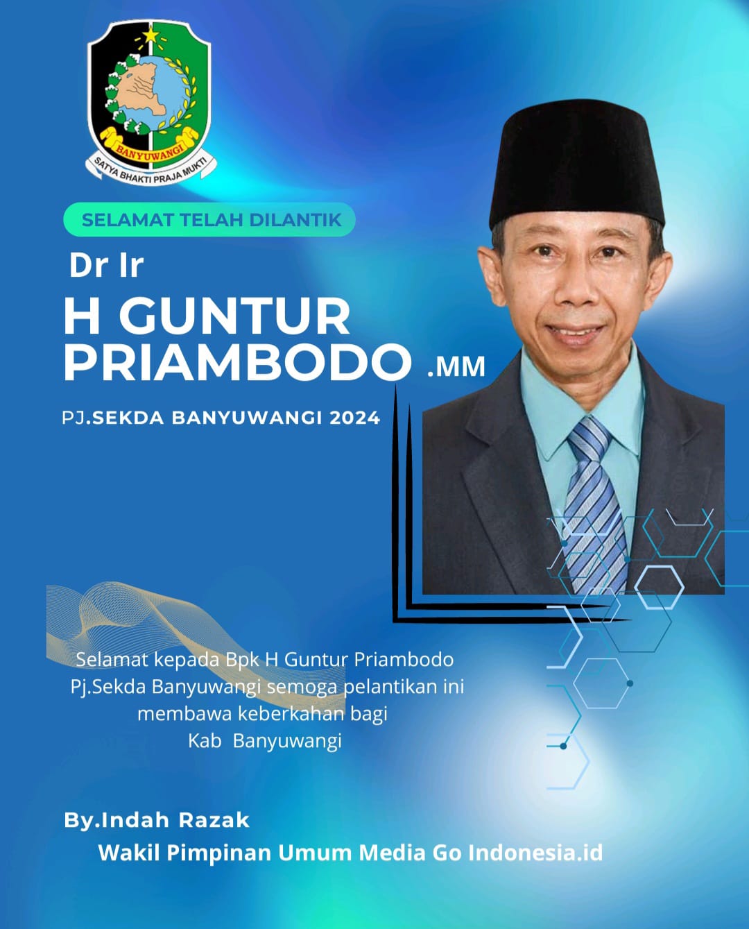 Indah Razak, Wakil Pimpinan Umum Media Go Indonesia.id, Mengucapkan Selamat Kepada PJ Sekda Banyuwangi