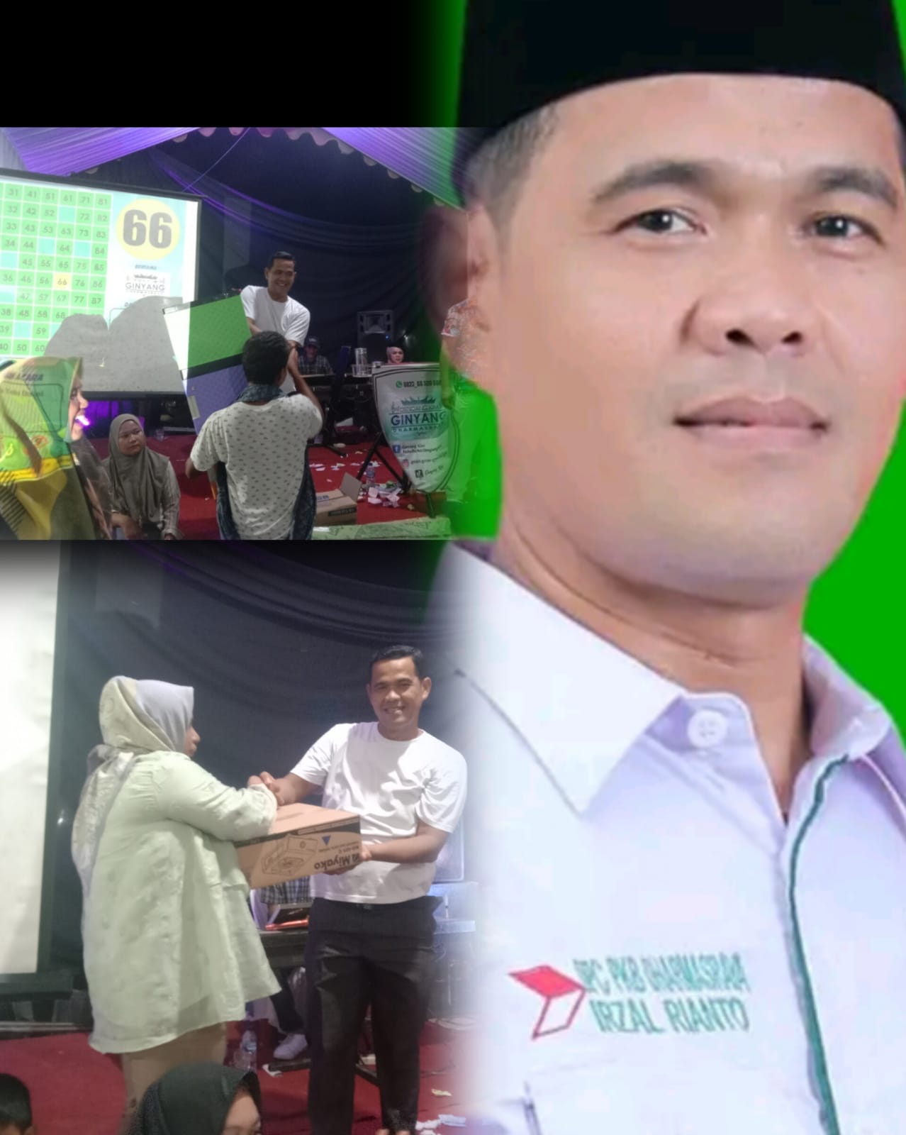 Irzal Rianto anggota DPRD Dharmasraya bagi bagi doorprize menarik buat masyarakat