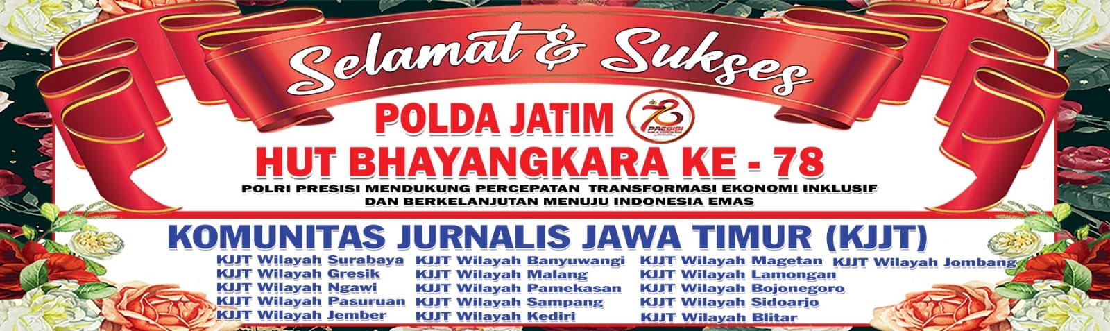 
KJJT Wilayah Serentak Kirim Ucapan HUT Bayangkara Ke-78 Lewat Karangan Bunga