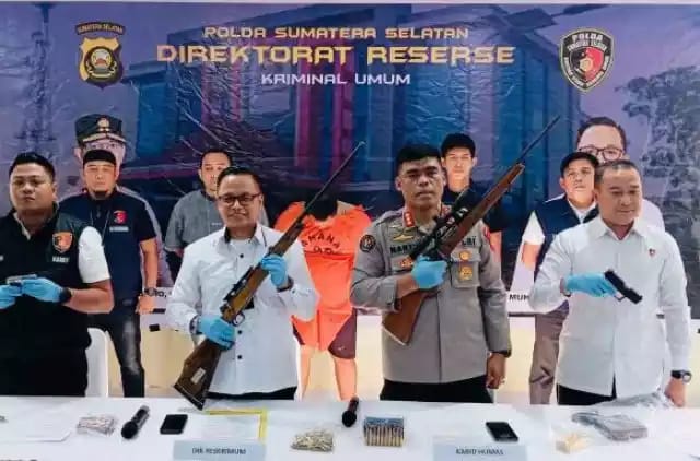 Tim Ditreskrimum Polda Sumsel Bekuk Seorang ASN, Dan Amankan 4 Pucuk Senpi, 5 Magazen dan 327 Butir Peluru Tajam