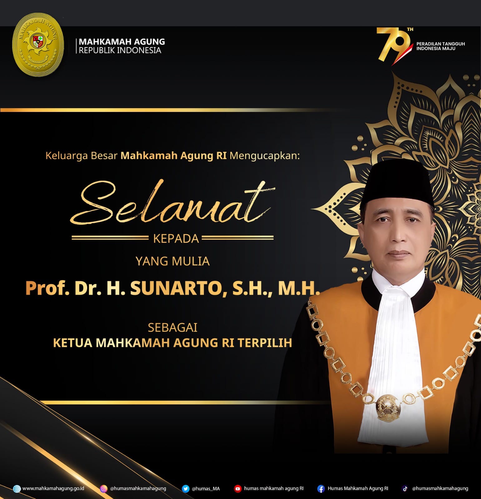 Profil Prof Dr Sunarto SH MH , Ketua Mahkamah Agung Terpilih Periode 2024 - 2929