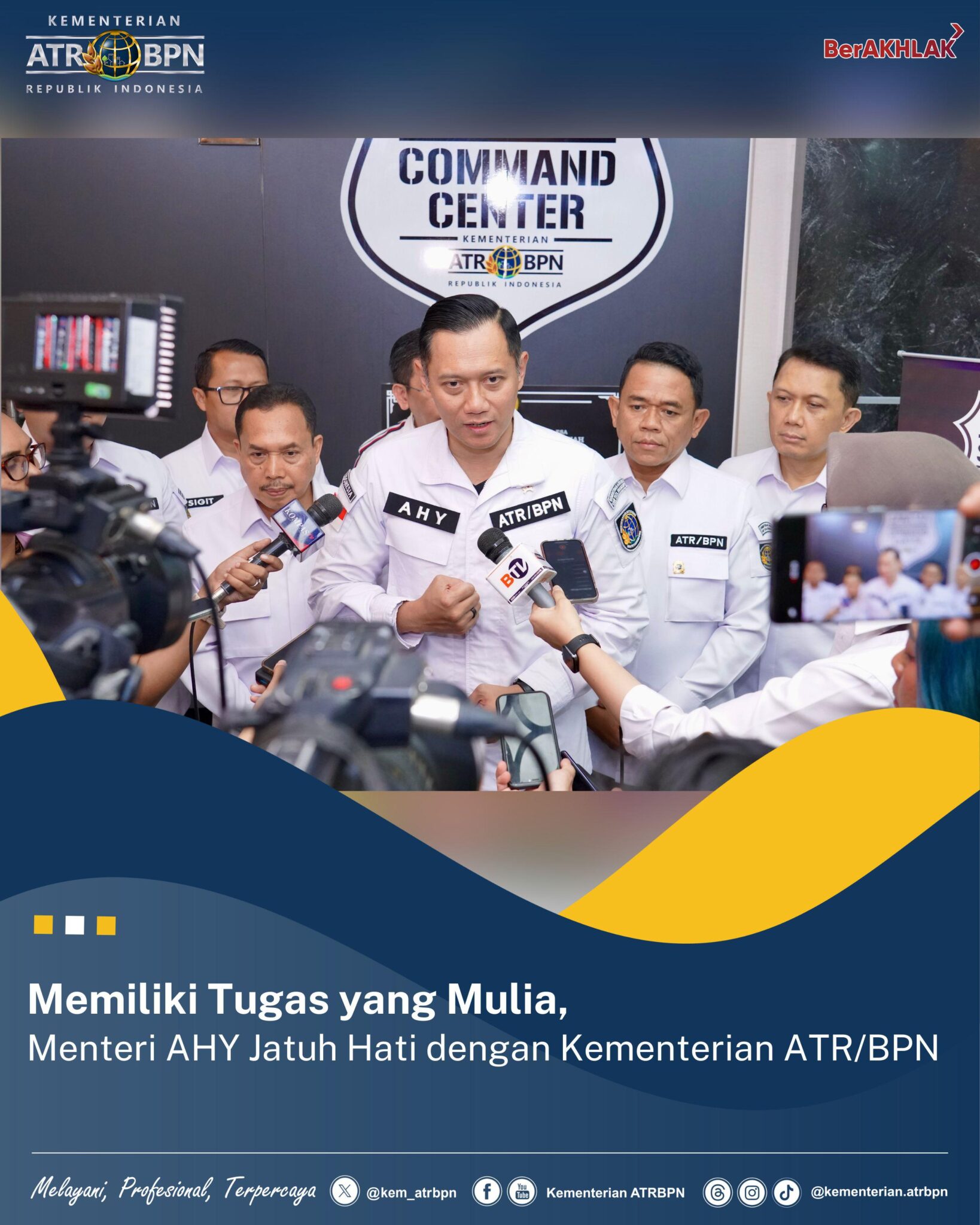 Memiliki Tugas yang Mulia, Menteri AHY Jatuh Hati dengan Kementerian ATR/BPN