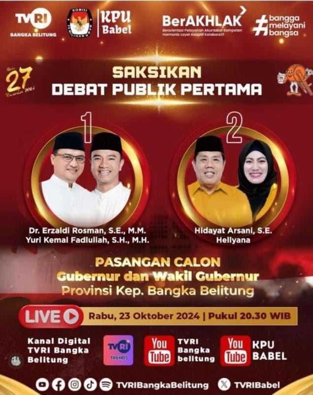 Debat Publik perdana Calon Gubernur dan wakil Gubernur 2024