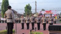 Kapolres Muba AKBP. Listiyono Dwi Nugro SIK. MH, Memimpin Upacara Serah Terima Jabatan Di Halaman Apel Mapolres Muba