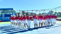 Senam Bersama untuk Memperingati Hari Kemerdekaan di Lapangan Tenis Embung Sedanau