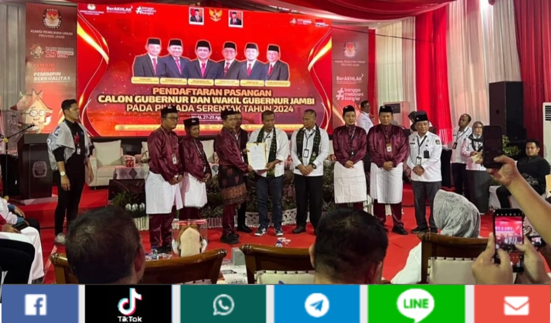 Pasangan Romi-Sudirman Resmi Mendaftarkan Diri sebagai Bakal Calon Gubernur dan Wakil Gubernur Jambi 2024