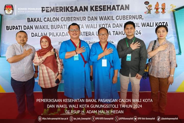 Paslon Calon Walikota dan Wakil Walikota Gunungsitoli Sowa'a Laoli, SE,.Msi dan Martinus Lase SH (Smart) Mengikuti Tes Kesehatan Rumah Sakit Adam Malik