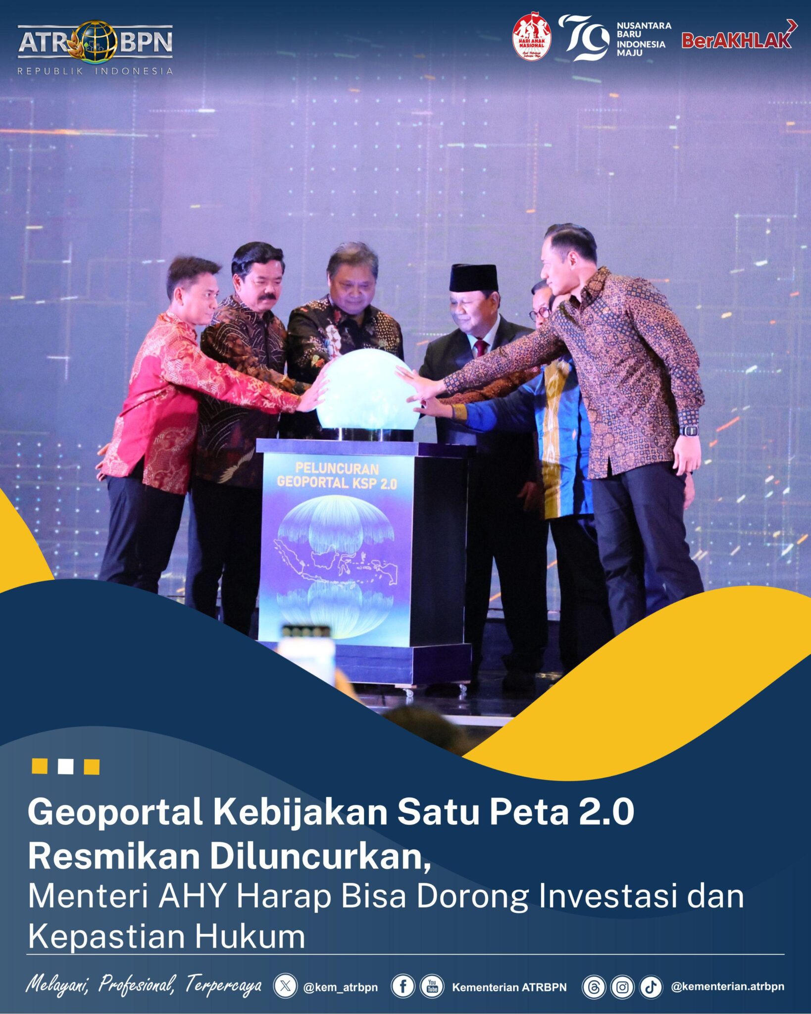 Menteri AHY Resmikan Si Kanjeng, Ruang Situasi dan Informasi Kanwil BPN Provinsi Jawa Tengah