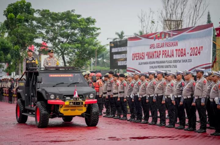 Kapolda Sumut Irjen Whisnu Pimpin Apel Gelar Pasukan Operasi Mantap Praja Toba 2024