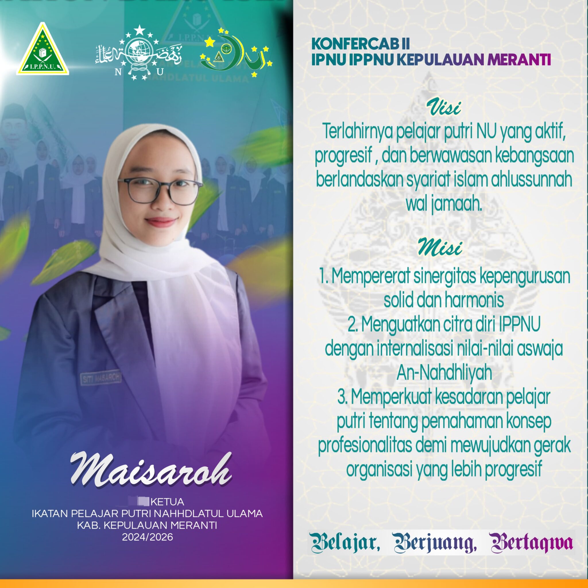 Maisaroh, Santri Asal Miftahul Huda Al Azhar Terpilih Sebagai Ketua IPPNU Kepulauan Meranti Periode 2024-2026