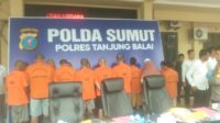 Polres Tanjung Balai,pimpin Konferensi Pers ungkap kasus Tindak Pidana Narkoba selama Pelaksanaan Operasi Kepolisian Antik Toba 2024.