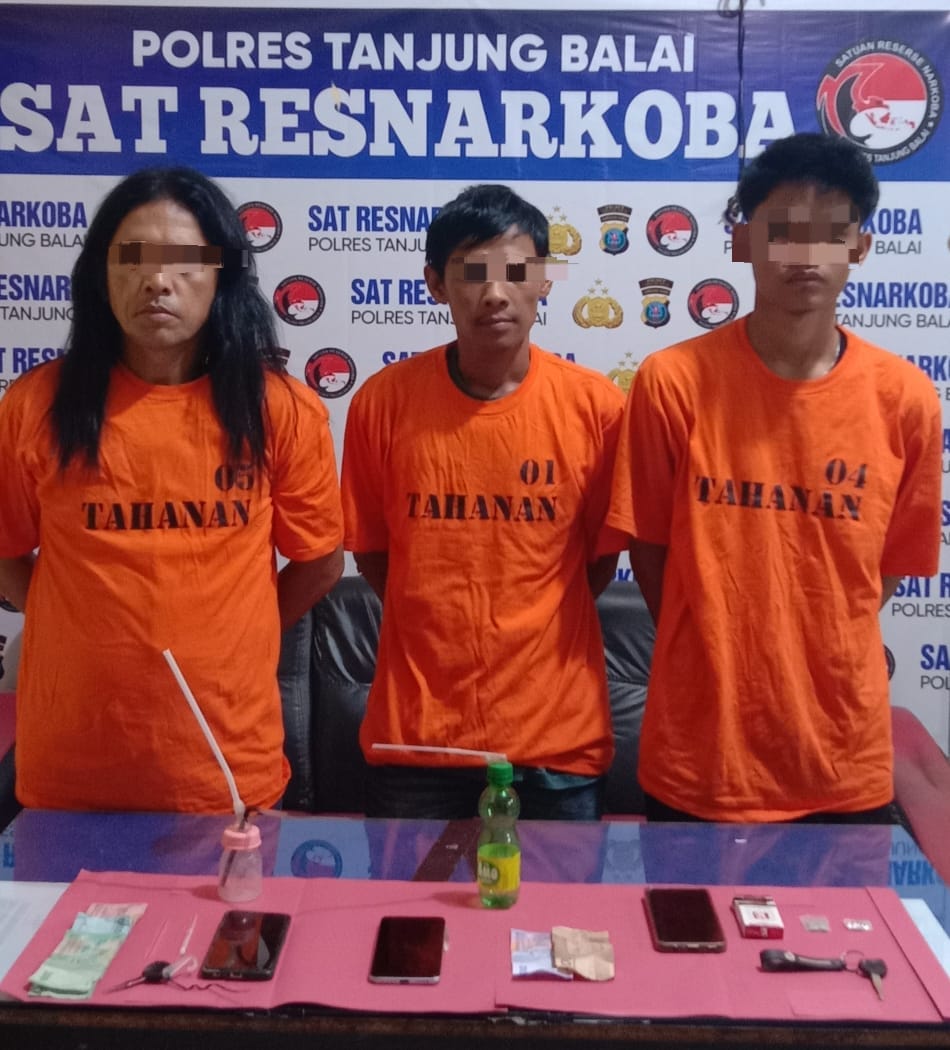 Dalam Waktu Beberapa Jam Polres Tanjung Balai Ringkus Tiga Bandar dan Pemakai Narkoba