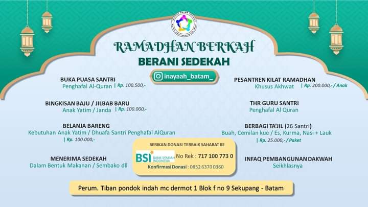 Donasi Ifthor Ramdhan 1445 H Pondok Thafidz Al Quran Innayah Batam
