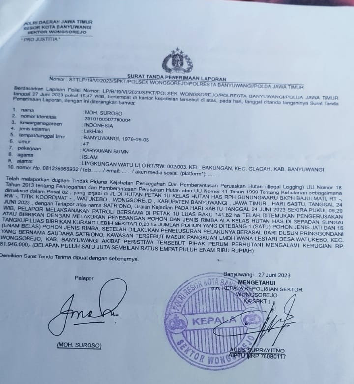 Harapan Suroso Agar Polsek Wongsorejo Serius Menangani Laporannya
