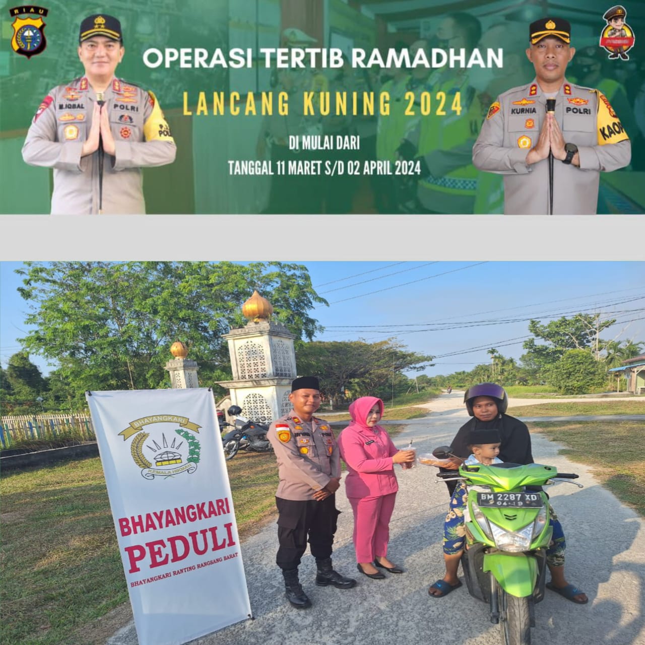 Jelang Buka Puasa, Polsek Rangsang Barat Bagi-bagi Takjil kepada Masyarakat