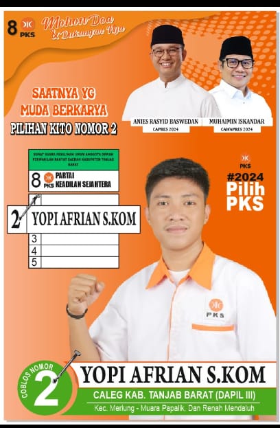 Caleg DPRD Partai Keadilan Sejahtera Yopi Afrian, S.Kom, Saatnya Yang Muda Berkarya