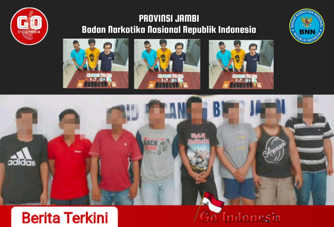 Tim Dakjar Brantas BNN Provinsi Jambi Berhasil Ringkus 3 orang Pengedar dan 8 Pengguna Narkoba