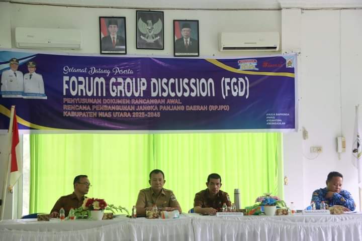 Pemerintah Melaksanakan FGD Penyusunan Dokumen Rangsangan Awal Rencana Pembangunan Jangka Panjang Daerah Nias Utara Tahun 2025 - 2045