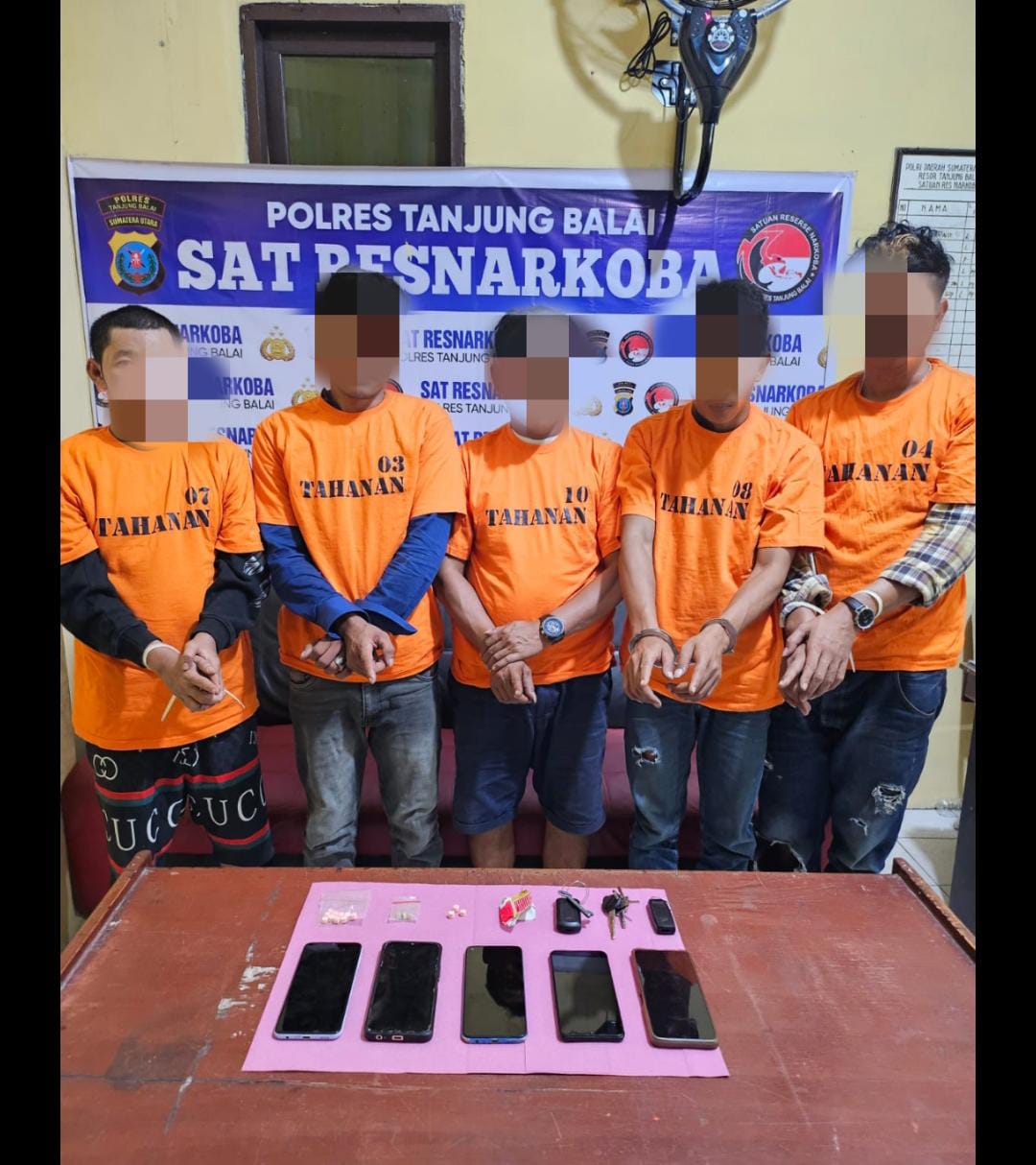 Dalam Satu Hari Lima Orang Bandar Narkotika Jenis Pil Ekstasi di Ringkas Polres Tanjung Balai