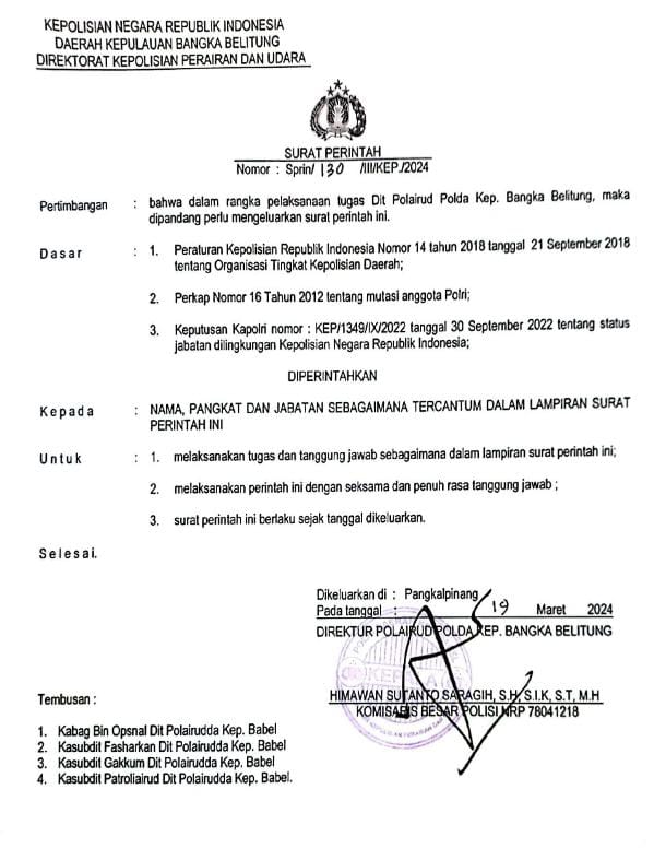 Nah Lho !! 16 Personil Polairud Babel Dimutasi, Apakah Imbas Lolosnya Penyelundupan Timah ??