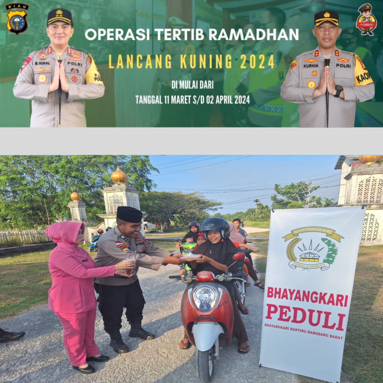 Jelang Buka Puasa, Polsek Rangsang Barat Bagi-bagi Takjil kepada Masyarakat