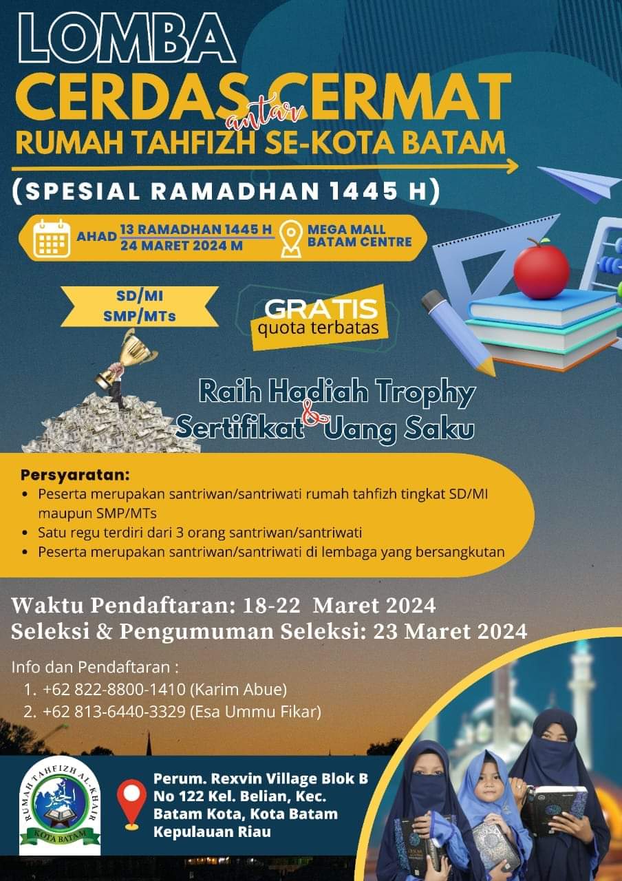 Santriwati Pondok Thafidz Al Quran Innayah Batam Meraih Juara 3 Cerdas Cermat Tingkat SMP Kota Batam