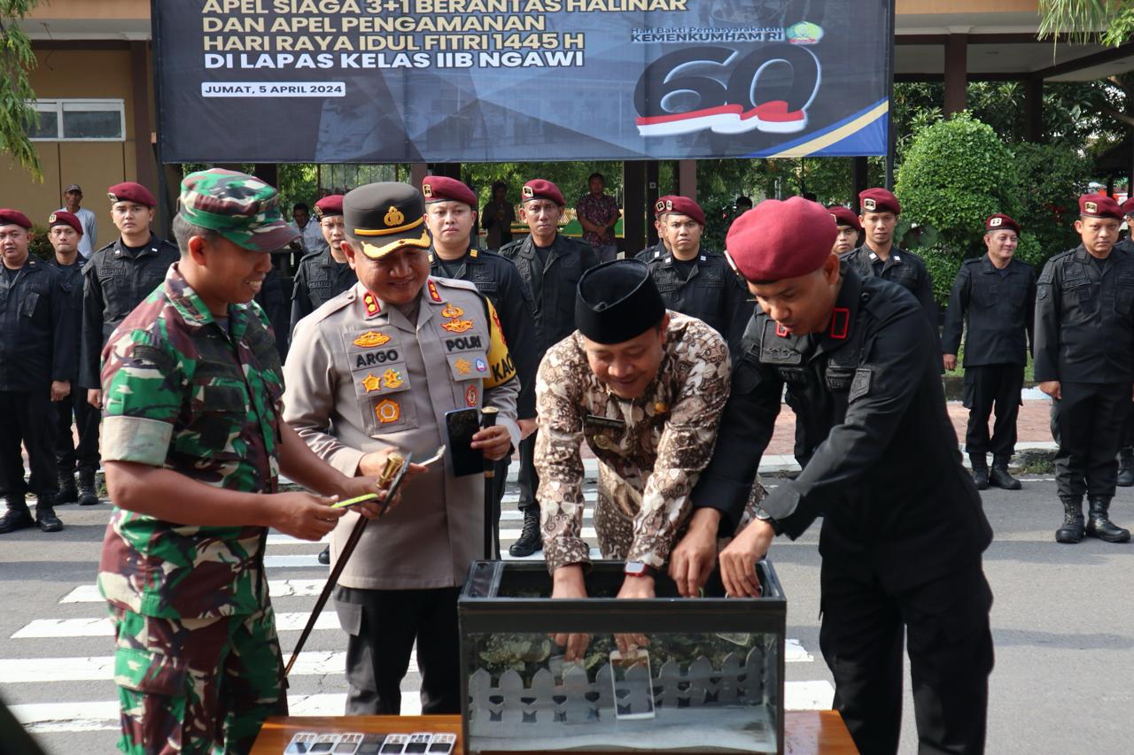 Jalin Sinergitas, Lapas Ngawi Daulat Wakil Bupati Pimpin Apel Siaga Idulfitri