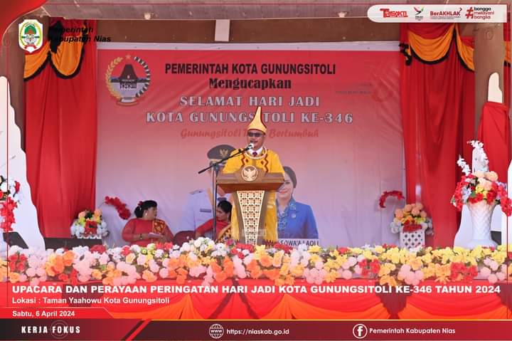 Bupati Nias Yaatulo Gulo, S.E., S.H., M.Si Menghadiri Peringatan Hari Jadi Kota Gunungsitoli Ke-346 Tahun 2024