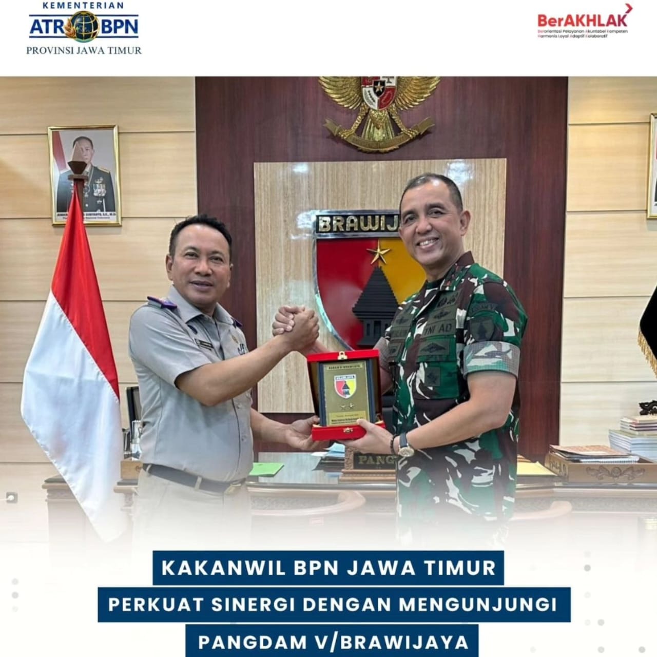 Bapak Lampri Didampingi para Kepala Kantor Pertanahan dan Kepala Bidang Kunjungan ke Markas Komando Daerah Militer V/ Brawijaya