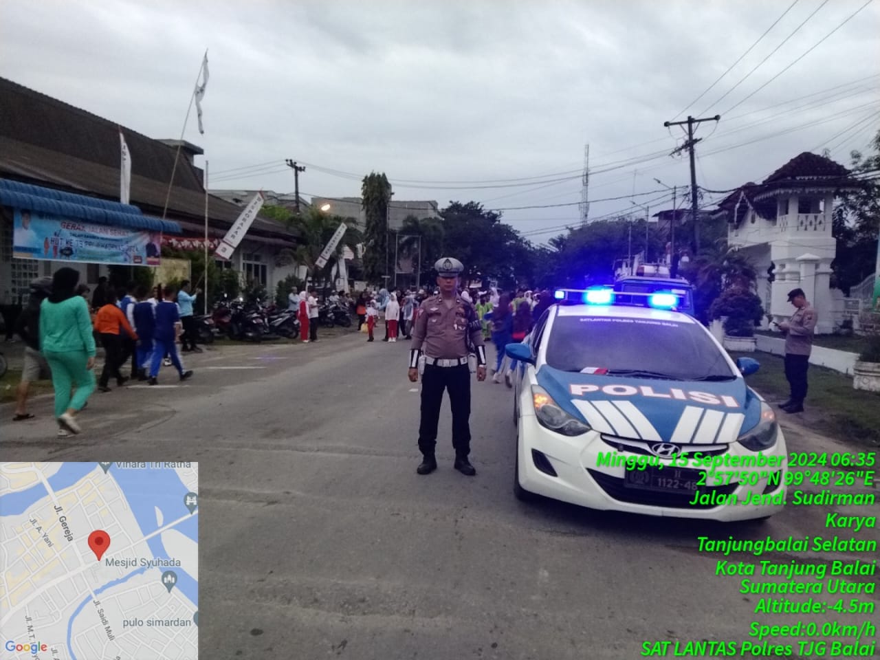Polres Tanjungbalai,Mengatur Arus Lalulintas Guna kelancaran dan Keamanan Gerak Jalan Santai Peringatan HAORNAS ke-41.
