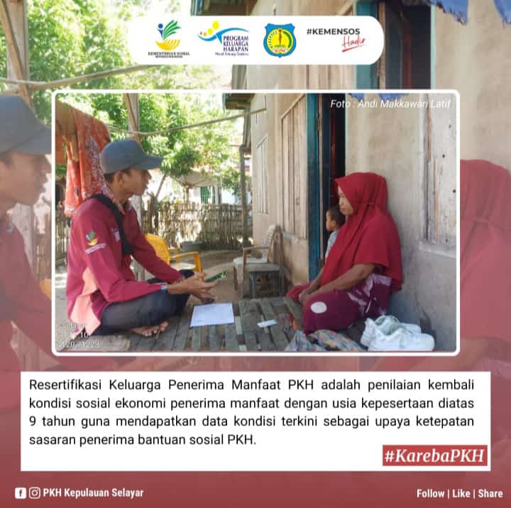 Kemensos Gelar Resertifikasi 772 KPM PKH di Selayar